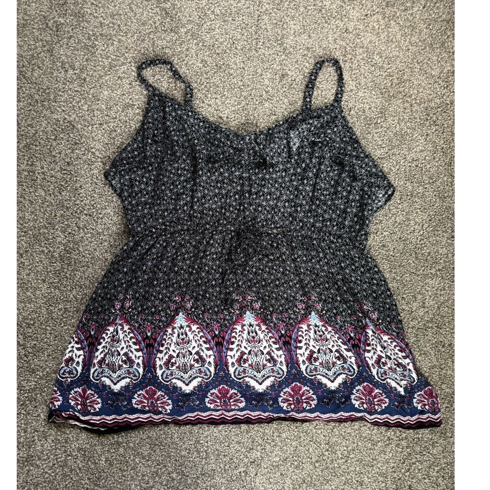 Torrid Boho Print Tank Top Size 1 Flowy Cami Paisley Border Adjustable Straps